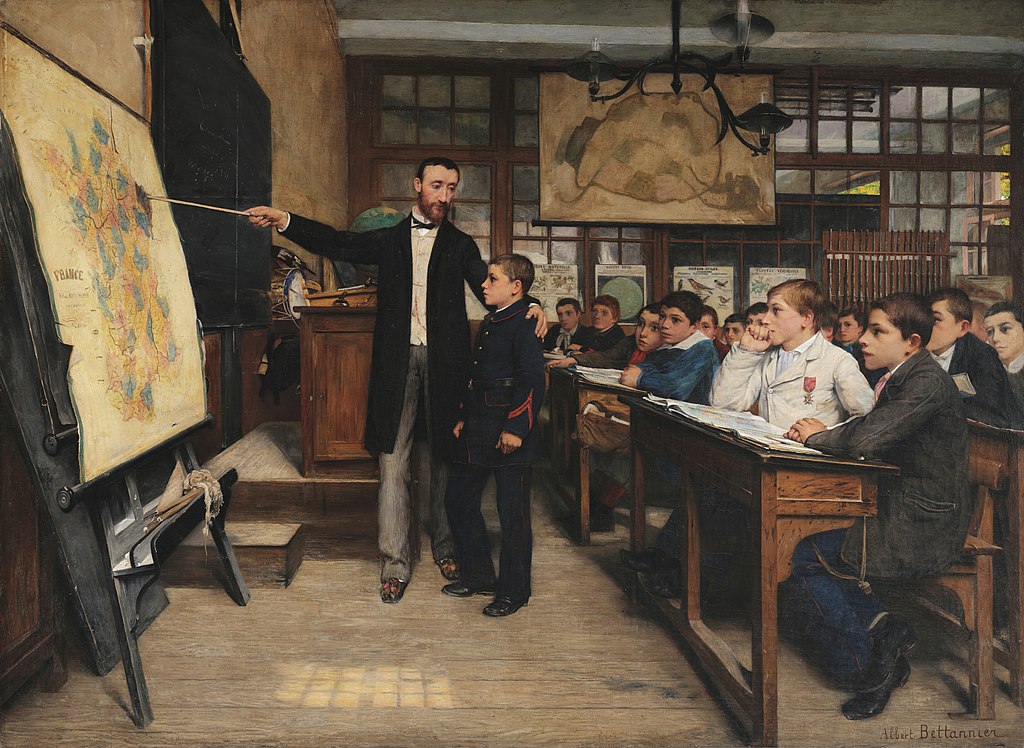 tableau représentant un élève interrogé par son professeur